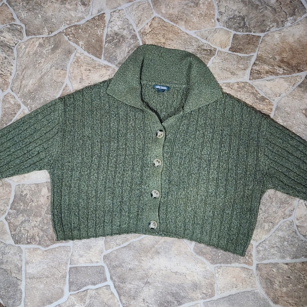 Wild Fable Green Ribbed Sweater - Picture 2 of 3